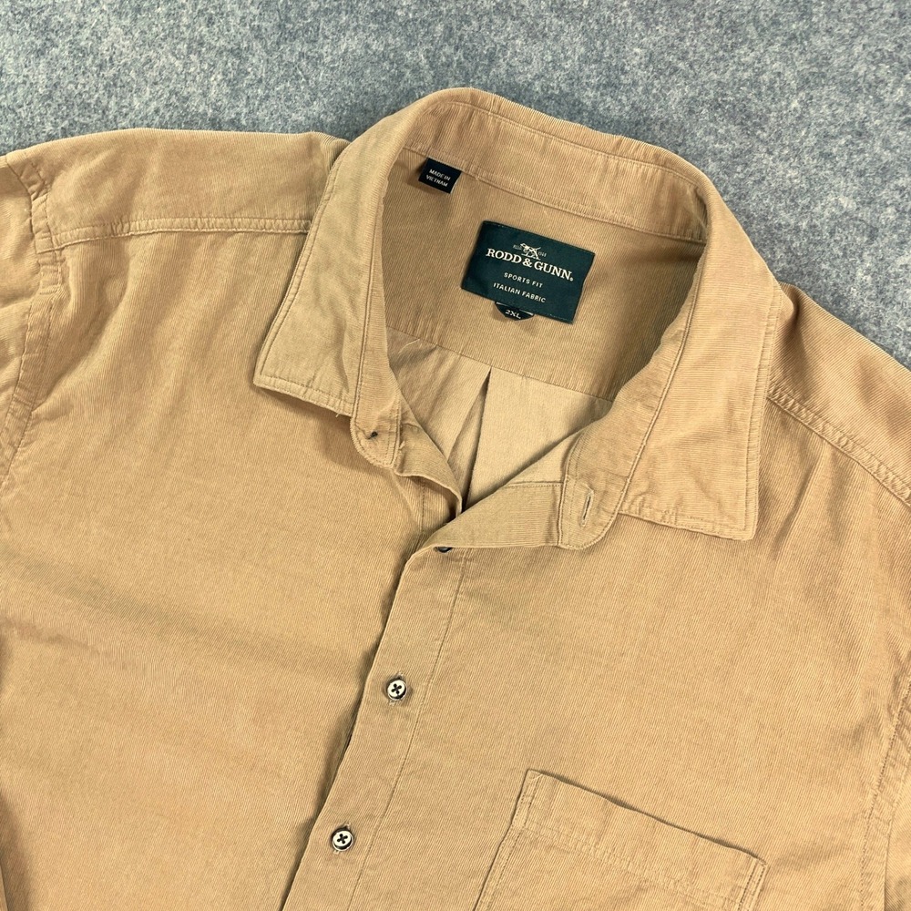 Rodd And Gunn Mens Button Down Shirt XXL Corduroy Tan Long Sleeve Sports Fit